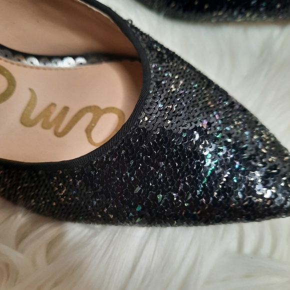 Same Edelman Black Sequined Hazel Pump High Heels 6 - Picture 9 of 9
